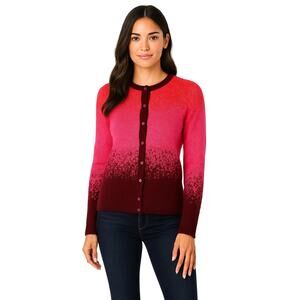 LOGO by Lori Goldstein Ombre Button Cardigan in Barberry – NEW Size Small